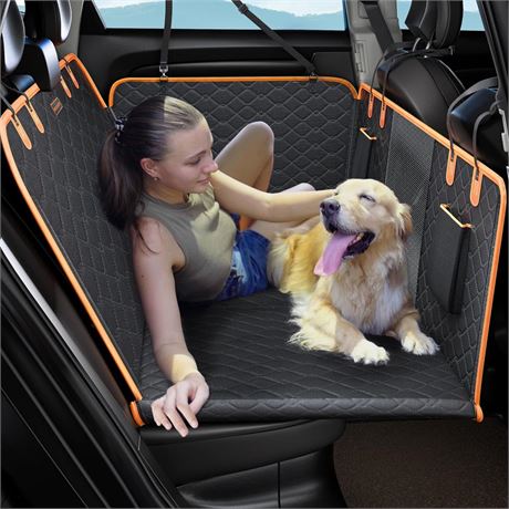 MIXJOY Back Seat Extender for Dogs, Hard Bottom Dog Car Seat Cover for Back