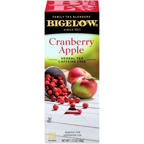Bigelow Cranberry Apple Herbal Tea Bags 28-Count Box (Pack of 1) Cranberry