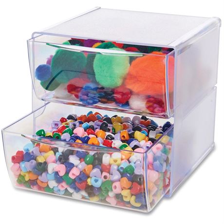 Deflect-o 2 Drawer Cube Organizer, Clear Plastic, 6 X 6 X 7 7/25