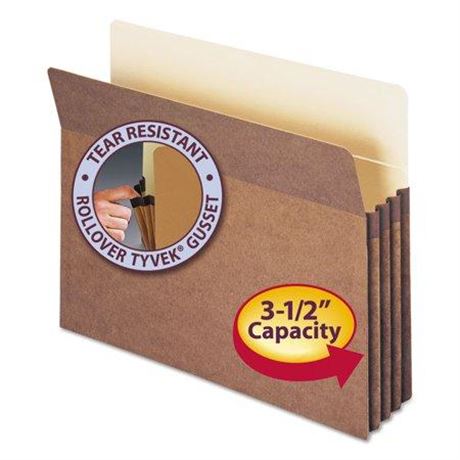 Smead Redrope Drop Front File Pockets, 3.5" Expansion, Letter Size, Redrope,