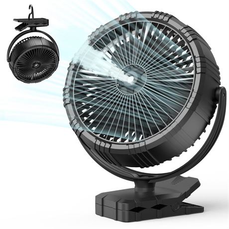 OFFSITE Misting Fan Rechargeable 10000mAh Battery, 8-inch Mister Fan with Clip–