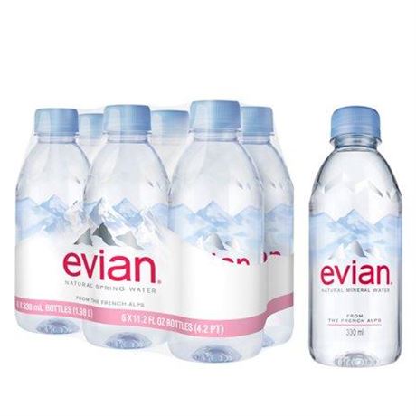 Evian Natural Spring Water Bottles  Naturally Filtered Spring Water  330 ML