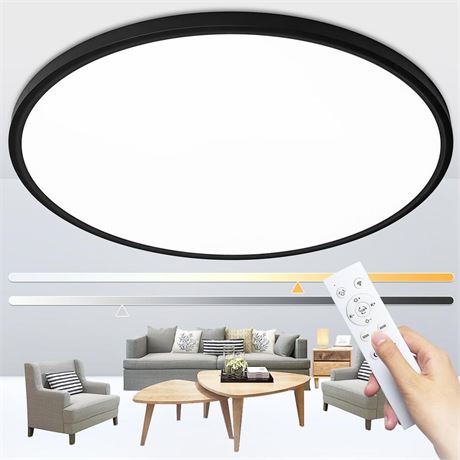 Modern 24" Led Ceiling Light Fixture, Ultra Thin Flush Mount, 56W, Dimmable