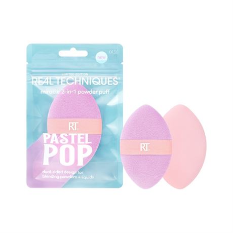 Real Techniques Pastel Pop Miracle 2-In-1 Powder Puff, Dual-Sided Makeup Puff,