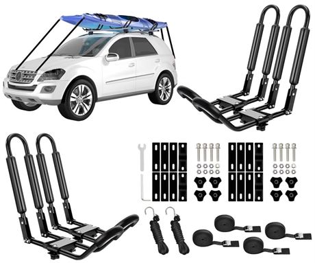 2 Pairs Heavy Duty Universal J-Bar Kayak Rack Roof Top Carrier for Kayak Canoe