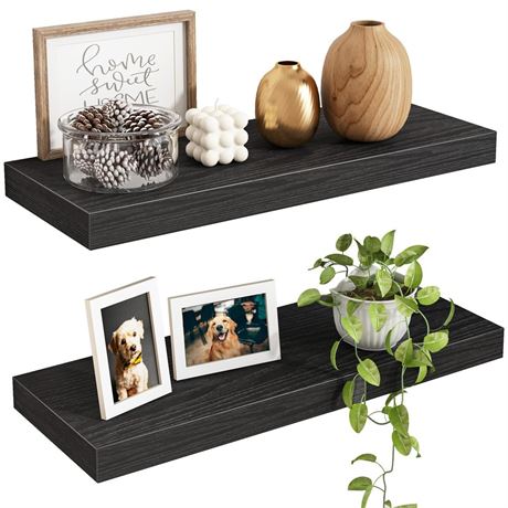 Fixwal Floating Shelves for Wall, 15.7" Wood Wall Mounted Shelves for Living
