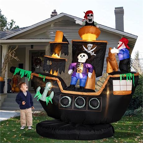 Bdor 7FT Skeletons Ghosts on Pirate Ship Halloween Inflatables Halloween