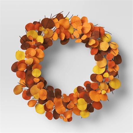 21" Artificial Eucalyptus Wreath Orange - Thresholdâ„¢
