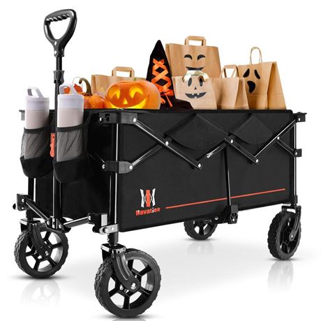 Navatiee Collapsible Folding Wagon, Wagon Cart Heavy Duty Foldable with Two