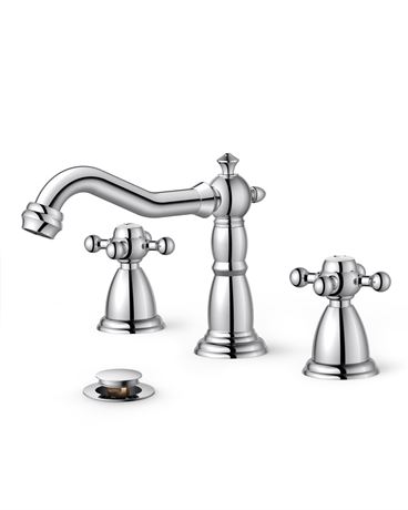FORIOUS Bathroom Faucets for 3 Hole Sink Polished Chrome, 2-Handle 8 Inch