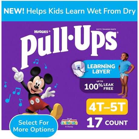 Pull-Ups Boys' Potty Training Pants, 4T-5T (38-50 lbs), 17 Count (Select for
