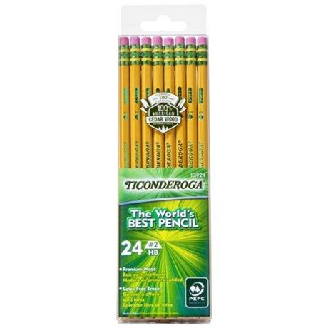 3x24 Count Ticonderoga Premium Wood Pencils  Unsharpened #2 Lead  Yellow  3x24