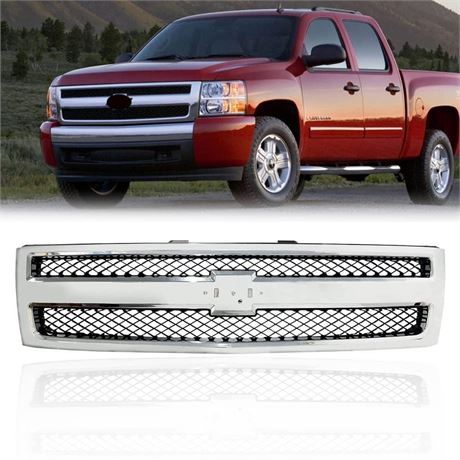 Front Chrome Grille For Chevy Silverado 1500 Pickup Truck Grill 2007-2013