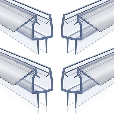 4 Pack Frameless Shower Door Bottom Seal, 3/8 x 39 Clear PVC Shower Seal Strip