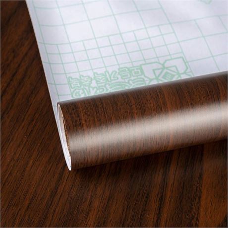 TOTIO Extra Wide Wood Grain Contact Paper Dark Brown 31.5x157in Thick Matte