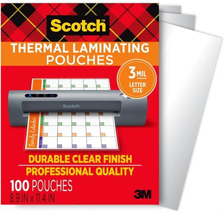 Scotch Thermal Laminating Pouches, For Use With Thermal Laminators, 8.9 x 11.4