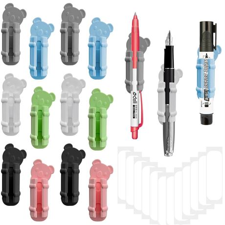 12 Pack Pen Holder Silicone, Adhesive Pencil Holder, Single Pen Holder Marker