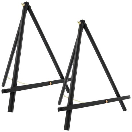 U.S. Art Supply 20" Large Black Wood Display Stand A-Frame Artist Easel -