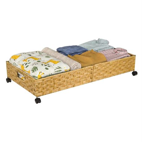 Under Bed Storage with Wheels, 31.5In/40L Large Rolling Underbed Storage