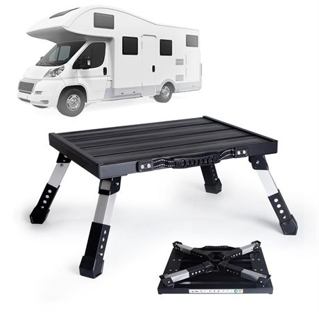 Adjustable RV Step Stool, Stable Strong Aluminum Step Platform 4-Level Height