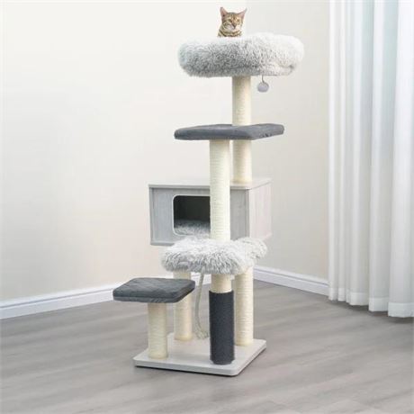 Catry Kasio 55 inch Cat Tree, With 6 levels and Large Condo, Gray