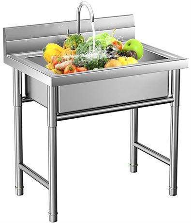 Stainless Steel Kitchen Sink Portable Outdoor Laundry & Utilit Single Bowl