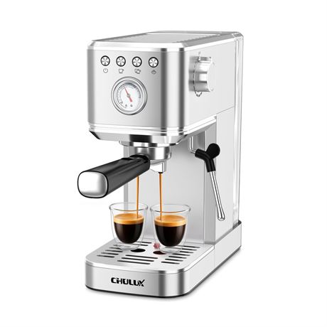 CHULUX Slim Espresso Machine with Manual Milk Frother, 20 Bar Professional