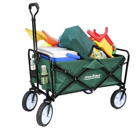 SPEEDFORCE Collapsible Folding Wagon, Utility Beach Wagon Cart, Side Pockets