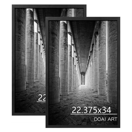 DOAI ART 22.375X34 Poster Frame Black 2 Pack, Poster Frames 22.375 x 34 inches