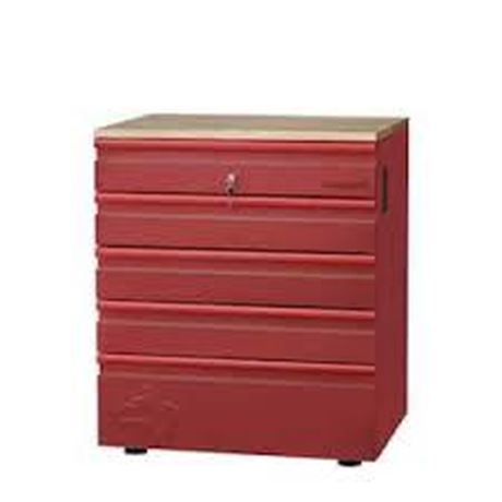 Husky Welded 5-Drawer Base Cabinet In Red, 28 In.W X 32 In.H X 21.5in.