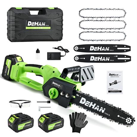 12-Inch Brushless Chainsaw, Cordless Chain saw,1000W Motor with 2 × 4.0Ah