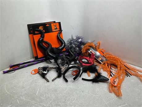 Halloween headband + witch broom