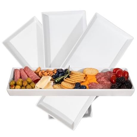 White Ceramic Serving Platters (14 X 6 Inch Rectangle Plates) Serving Dishes