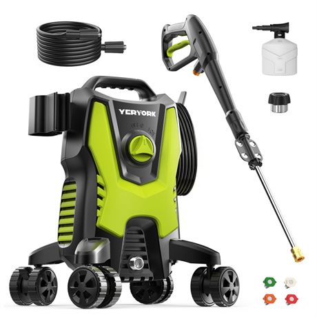 Yeryork Pressure Washer, 3500 PSI Power Washer with 4 Lockable Wheels, Steel