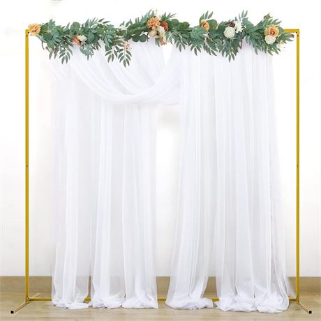 6.6x6.6 FT Wedding Arch Backdrop Stand, Gold Square Wedding Arches for