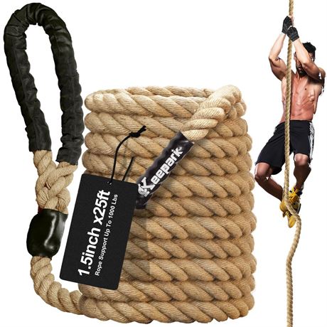 Climbing Rope Gym Exercise Ropes - 1.5 Inch Diameter 10FT 15FT 20FT 25FT 30FT
