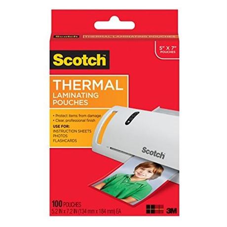 OFFSITE Scotch Thermal Laminating Pouches  100 Count  Clear  5 Mil.  Laminate