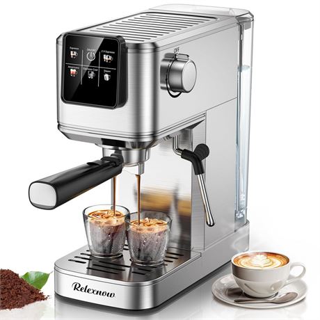 Espresso Machine,20 Bar Espresso Maker Milk Frother & LCD Panel,Hot & Iced