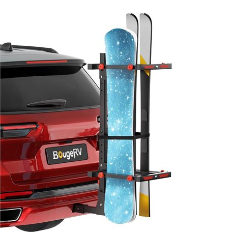 BougeRV Lockable Ski & Snowboard Racks for Car, Slidable T-Slot Ski Rack Fit
