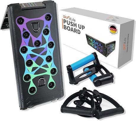 Push-up board with handles and fitness bands push up board