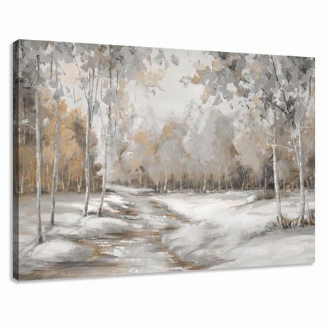 Abstract Birch Forest Painting Decor Wall Art Birch Tree Landscape Hand Painted