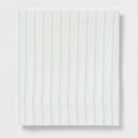 King 300 Thread Count Ultra Soft Striped Flat Sheet Khaki Stripe - Threshold™