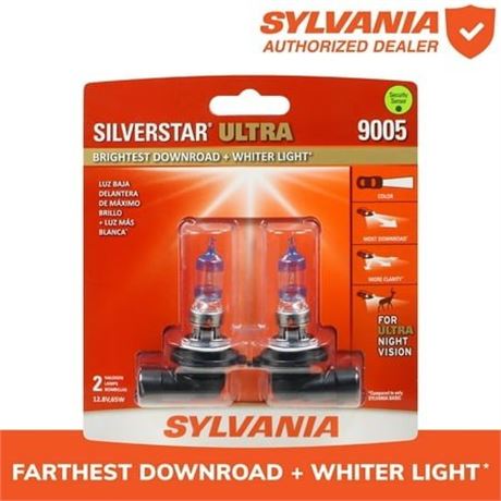 Sylvania 9005 SilverStar ULTRA Halogen Headlight Bulb  2 Pack  Compatible with