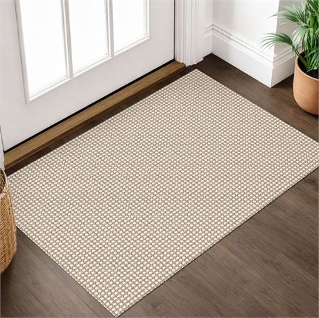 IOHOUZE Small Area Rug 2x3 Washable Woven Rugs for Entryway Non Slip Rubber