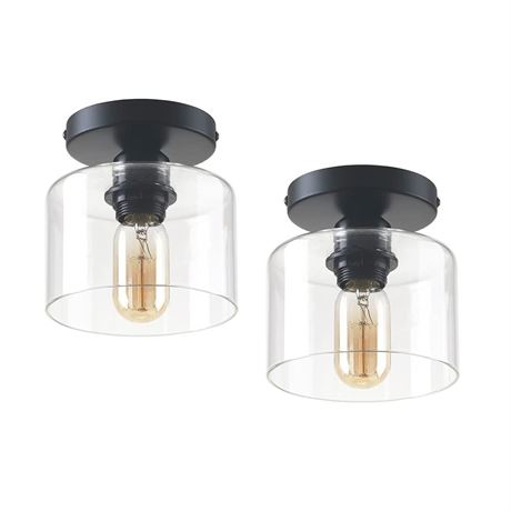 2 Pack Modern Semi-Flush Mount Ceiling Light, Rustic Ceiling Light Fixture for