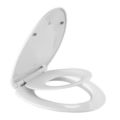 Elongated Toilet Seat with Toddler Seat Built In, Slow Close for Both Child &