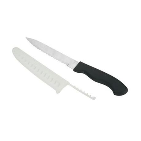 Mainstays 8  Stainless Steel Utility Knife with Black Plastic Handle