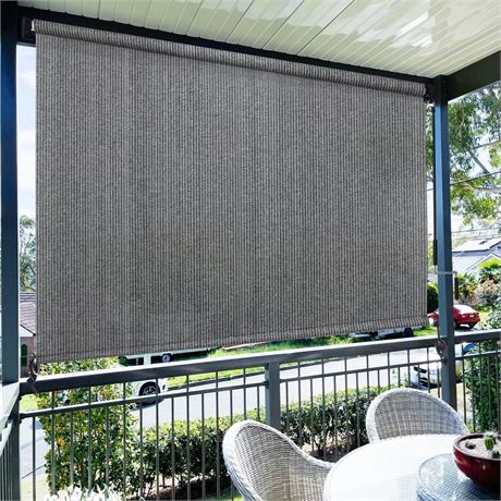 Amagenix Outdoor Roller Shades 7'(W) X 8'(H), Exterior Cordless Patio Shades