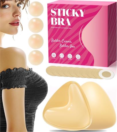Sticky Bra Inserts, Double-Sided Adhesive Push Up Bra Pads with Nipple Covers,
