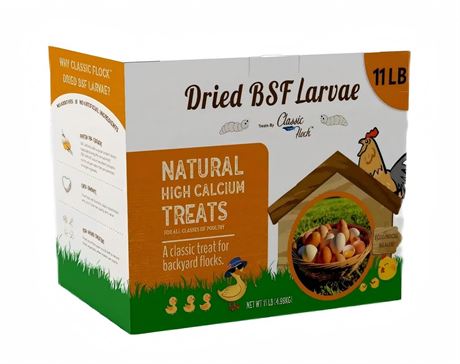 Classic Flock 11 lb Black Soldier Fly Larva - BSFL is a high Calc-Rich Chicken
